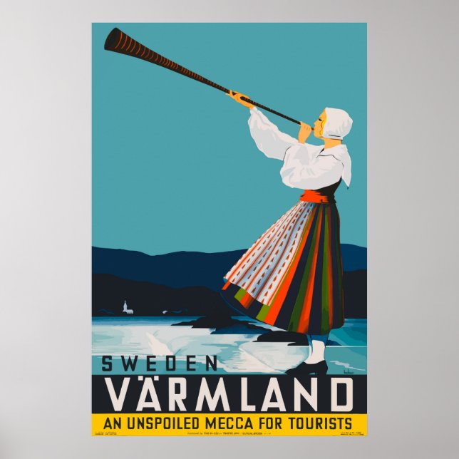 Póster Poster de Viajes Vintage de Varmland Suecia (Frente)