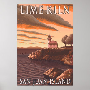 Póster Poster de Viajes Vintage del faro de Lime Kiln