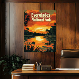 Póster Poster de Viajes Vintage del Parque Nacional Everg