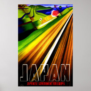 Póster Poster de Viajes Vintage Ferrocarril Japón 2