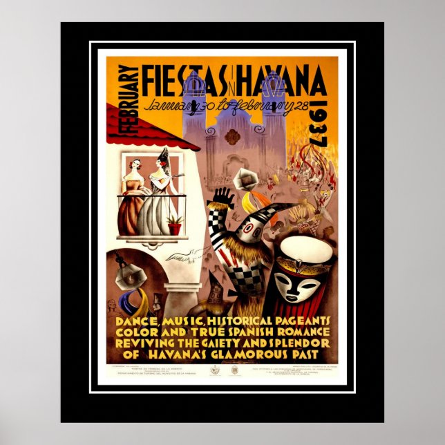 Póster Poster de Viajes Vintage Fiestas Havana Grande (Frente)