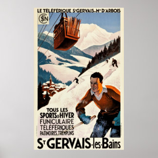 Póster Poster de Viajes Vintage Francia - St Gervais Les 