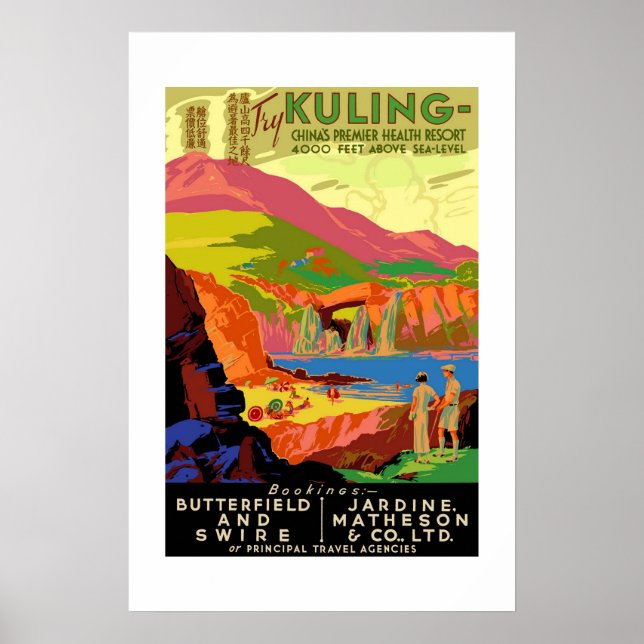 Póster Poster de Viajes Vintage Kuling China (Frente)