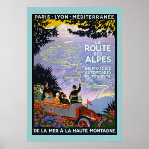 Póster Poster de Viajes Vintage - La Route des Alpes