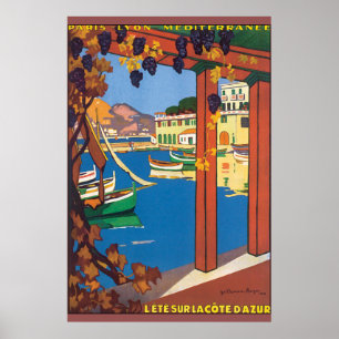 Póster Poster de Viajes Vintage L'Ete Sur La Cote D'Azur