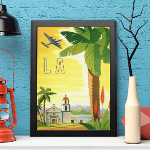 Póster Poster de Viajes Vintage, Los Ángeles, California