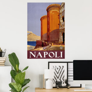 Póster Poster de Viajes Vintage, Napoli, Castillo Castel