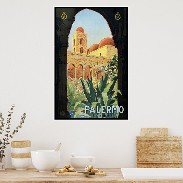 Póster Poster de Viajes Vintage, Palermo, Sicilia, Italia (Cocina)