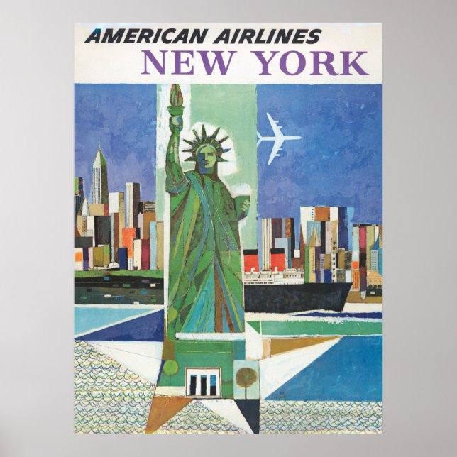 Póster Poster De Viajes Vintage Para American Airlines (Frente)