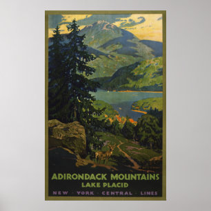 Póster Poster De Viajes Vintage Para Las Montañas Adirond