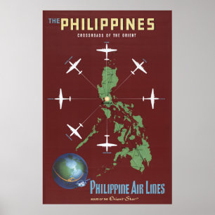 Póster Poster De Viajes Vintage Para Líneas Aéreas Filipi