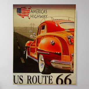 Póster Poster de Viajes Vintage para U.S. Route 66