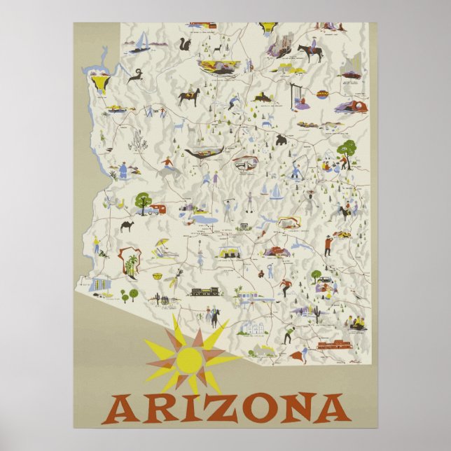 Póster Poster de Viajes Vintage Poster Arizona (Frente)