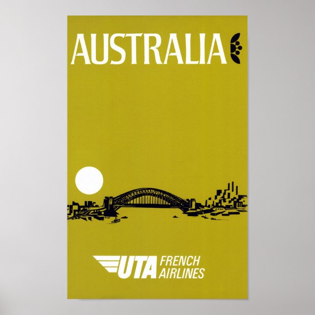 Póster Poster de Viajes Vintage Restaurado de Australia (Frente)