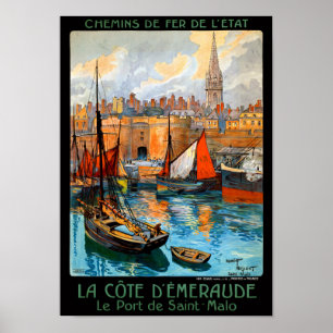 Póster Poster de Viajes Vintage Restaurado de France Sain