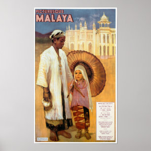 Póster Poster de Viajes Vintage restaurado en Malaya