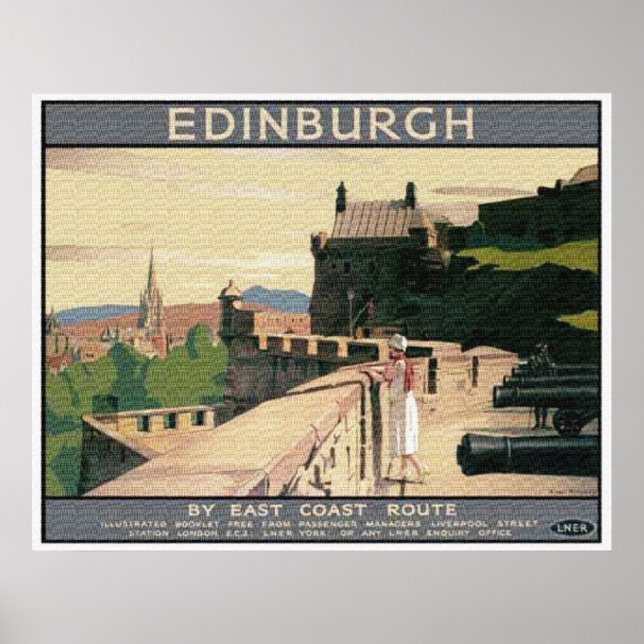 Póster Poster de Viajes Vintage Scotland Edinburgh Castle (Frente)
