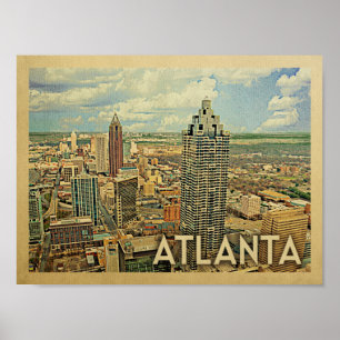 Póster Poster de viajes Vintage Skyline de Atlanta