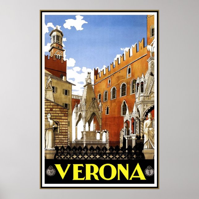 Póster Poster de Viajes Vintage Verona Travel Italia (Frente)