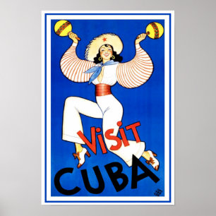 Póster Poster de Viajes Vintage, Visita La Habana Cuba, M