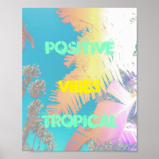 Póster Poster de vibraciones tropicales de palmeras posit (Frente)