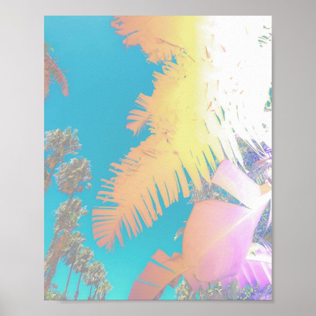 Póster Poster de vibraciones tropicales de palmeras posit (Frente)
