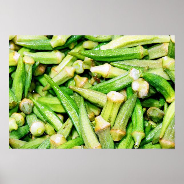 Póster poster de vida de vegetales verdes de okras (Frente)
