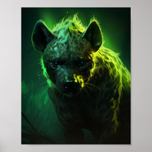Póster Poster de vida silvestre de Hyena con ojos verdes