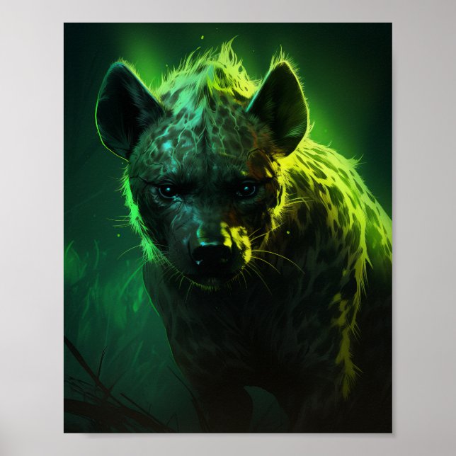 Póster Poster de vida silvestre de Hyena con ojos verdes  (Frente)