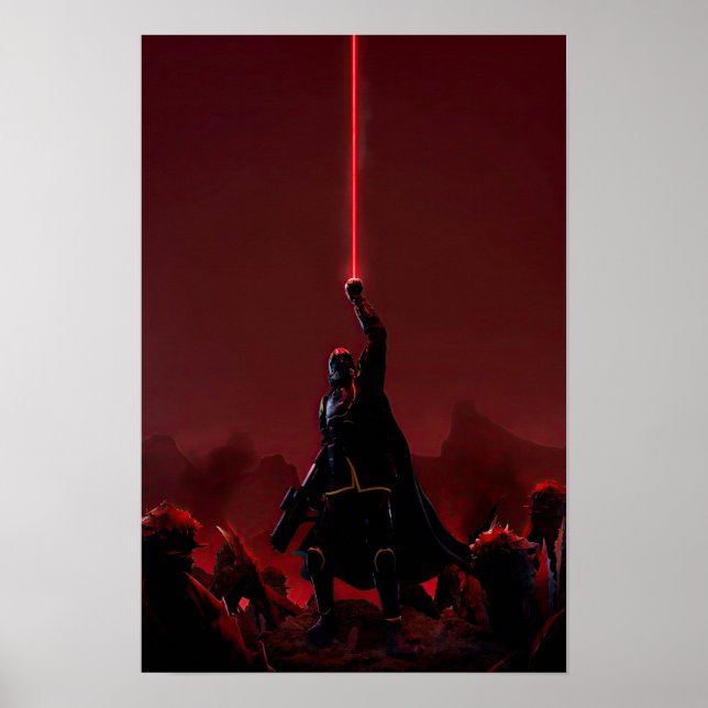 Póster Poster de videojuegos en el mundo cibernético (Frente)