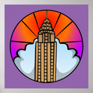 Póster Poster de vidrio templado de NYC Skyscraper