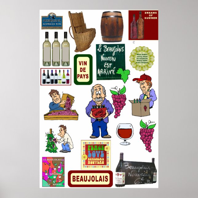 Póster Poster de vino, Beaujolais Nouveau (Frente)