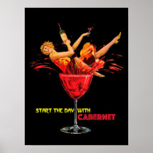 Poster de vino. Comenzar el día con Chardonnay.log