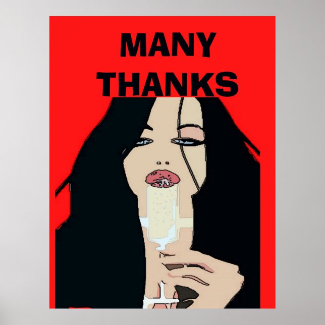 Póster Poster de vino de estilo moderno, muchas gracias (Frente)