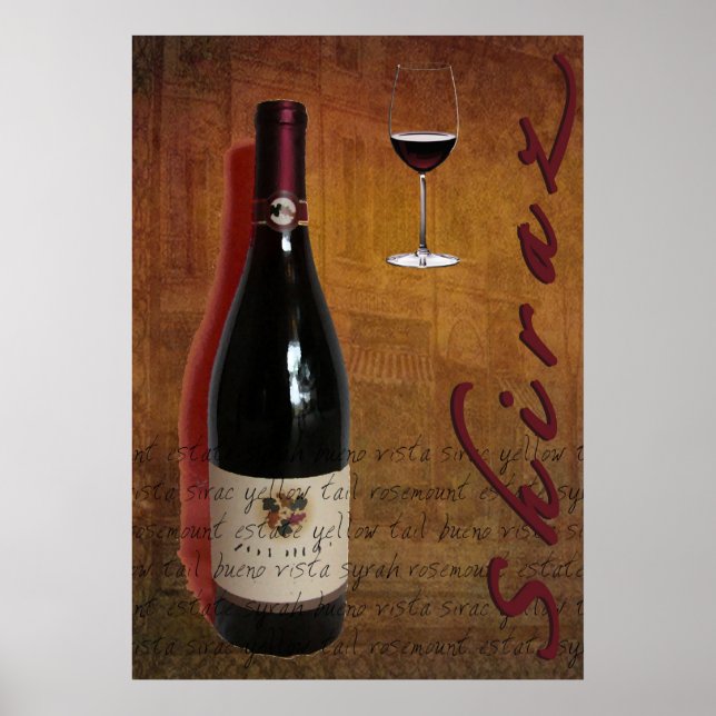 Póster poster de vino de shiraz (Frente)