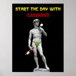 Póster Poster de vino. Iniciar el día con Cabernet.logo