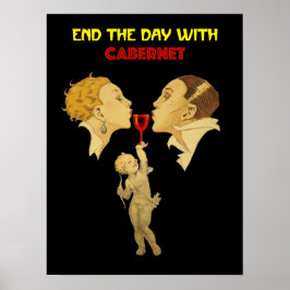 Póster Poster de vino. Logotipo Fin del Día Con Chardonna