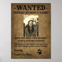 Poster de Vintage Wanted diseñado por su gato