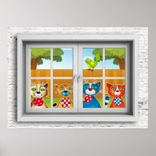 Póster Poster de vista de ventana