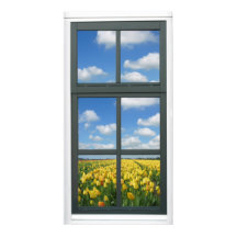 Poster de vista de ventana de cielo azul tulipano 