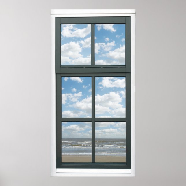 Póster Poster de vista de ventana falsa de océano (Frente)