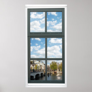 Póster Poster de vista de ventanas falsas de la ciudad de