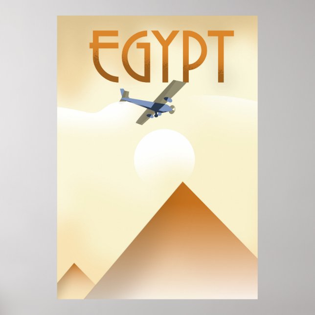 Póster Poster de vuelo al estilo de la vendimia de Egipto (Frente)