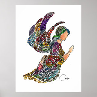 Póster Poster de vuelo Angel en blanco