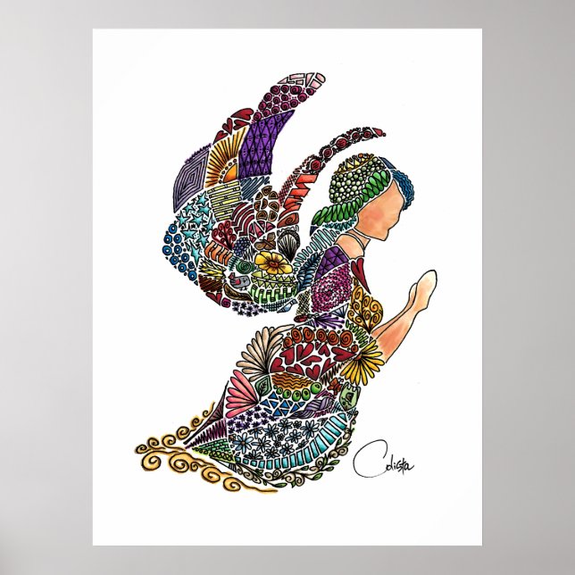 Póster Poster de vuelo Angel en blanco (Frente)