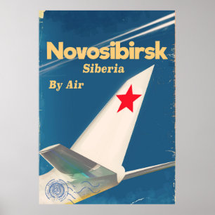 Póster poster de vuelo del sindicato soviético Novosibirs