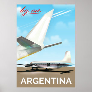 Póster Poster de vuelo vintage de Argentina "por aire"