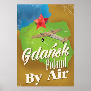 Póster Poster de vuelo vintage de Gdansk Polonia