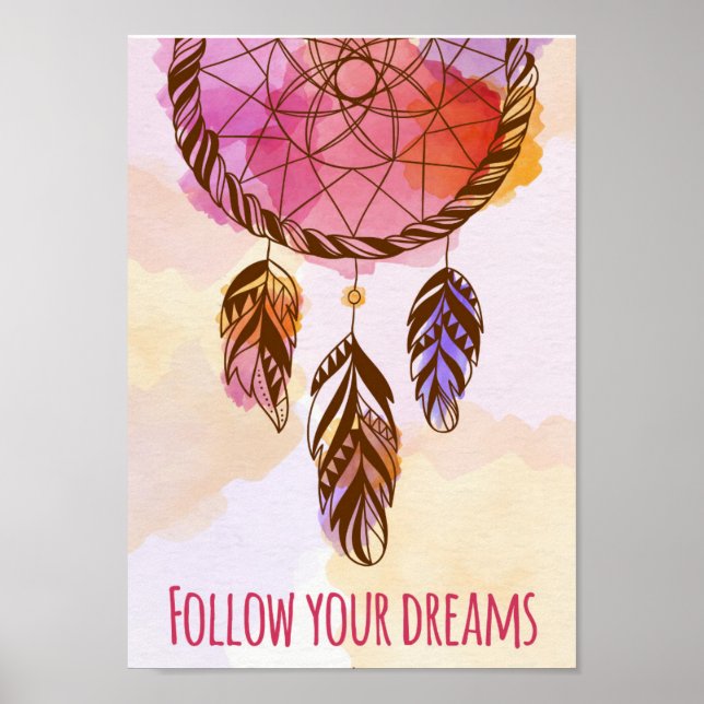 Póster Poster de Watercolor Dream Catcher (Frente)