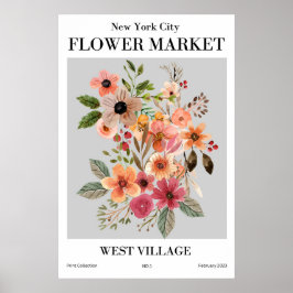 Póster Poster de West Village del Mercado de Flores de Nu
